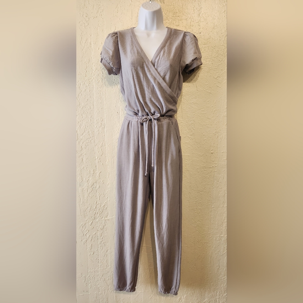 CHASER Cozy Knit Short Sleeve Surplice (Wrap) Jogger Jumpsuit NWT Sz Small